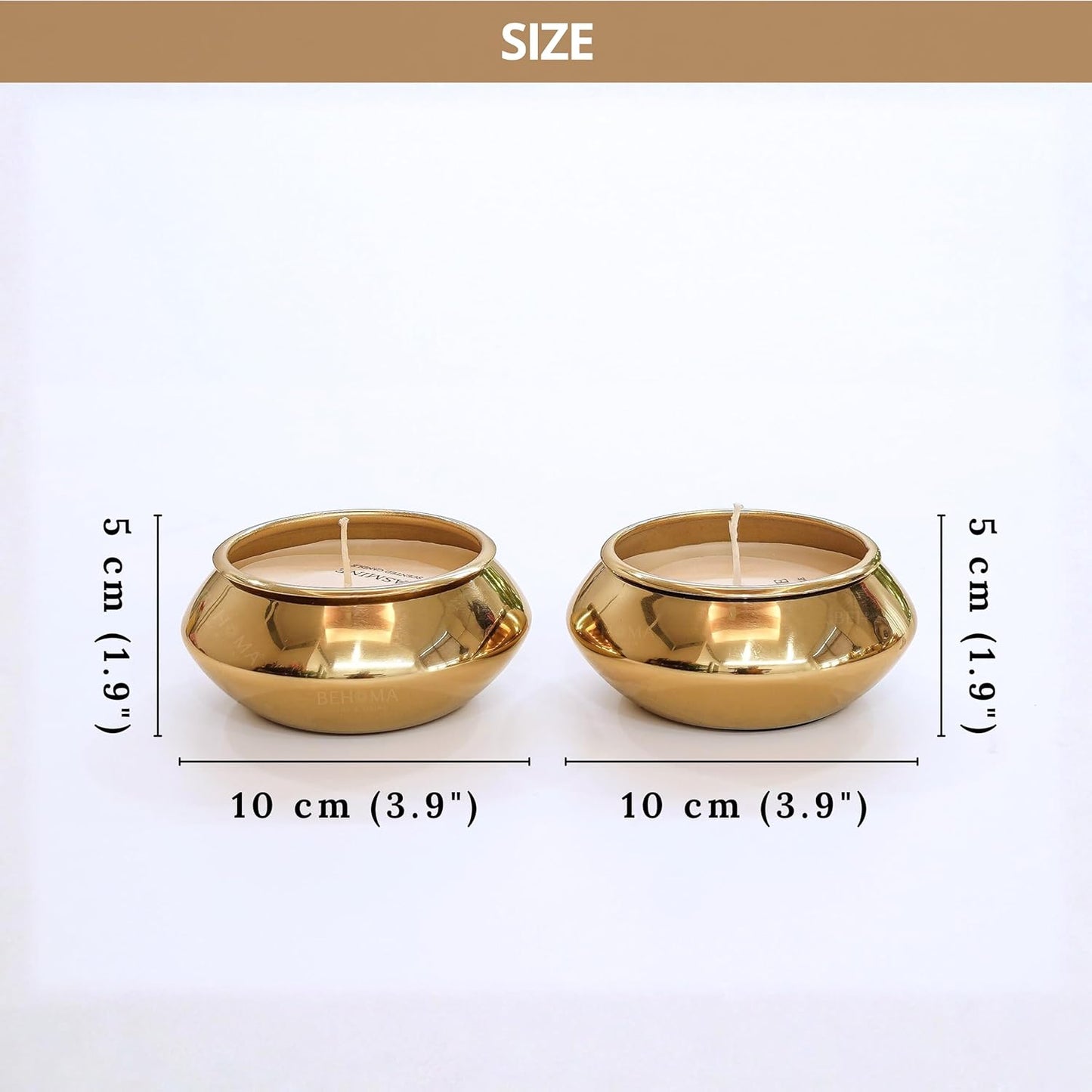 Pebble Pot Metal Scented Candle Set | Gold Decorative Romantic Jar Candles Bowls for Home Décor | Luxury Festive Gifting Living Room Table Décor | Christmas Valentine Gifts (Set of 2)