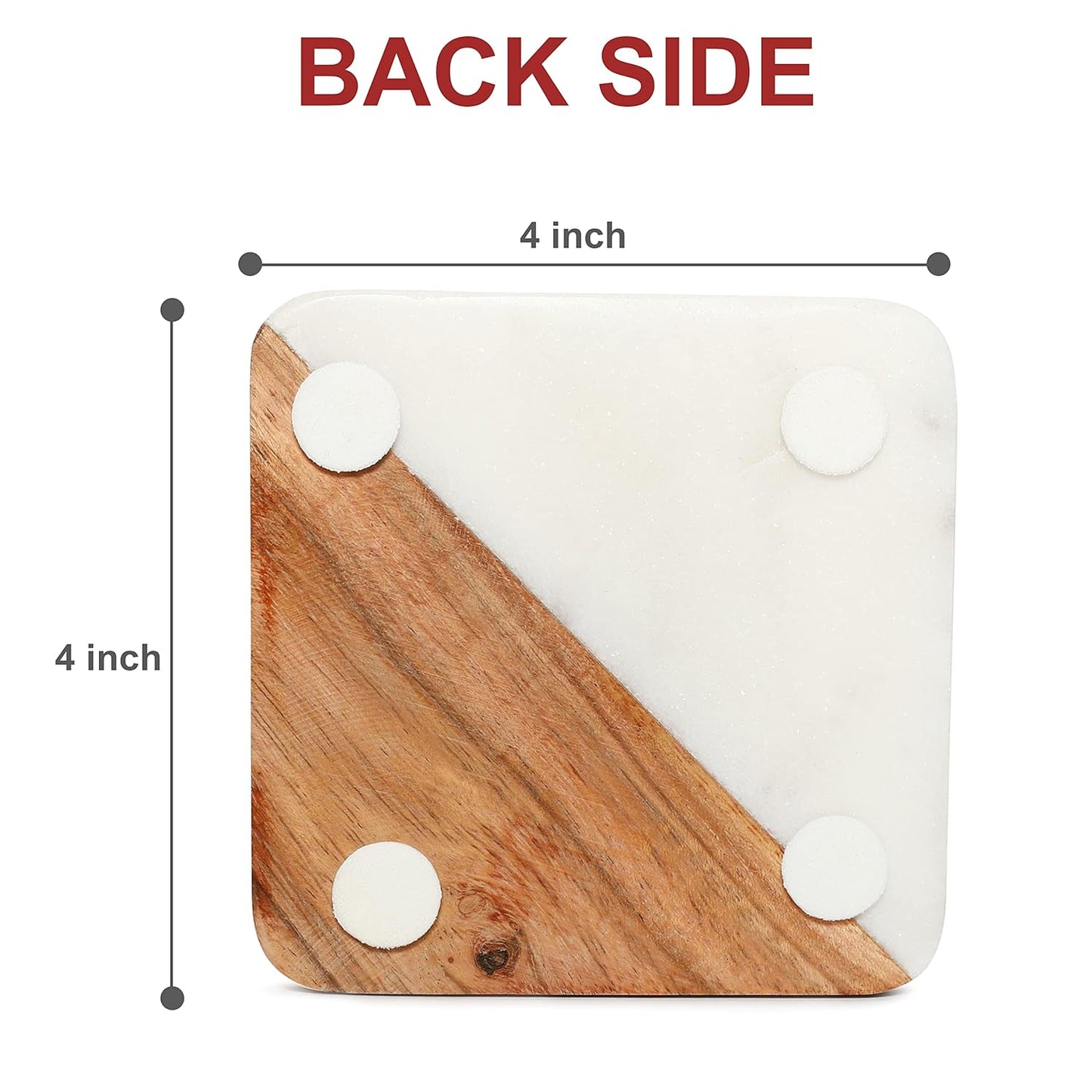 White Marble and Wooden Coasters Set of 4 for Tea Coasters