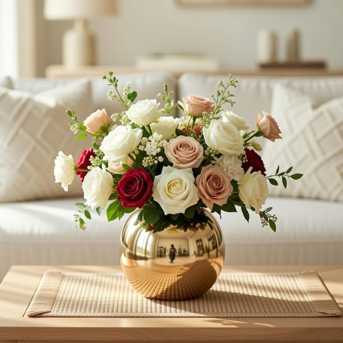 Luna Gold Sphere Metal Vase – Modern Decorative Flower Vase for Coffee Table, Living Room & Bedroom | Luxury Metallic Finish | Elegant Home Décor Gift (Flowers Not Included)