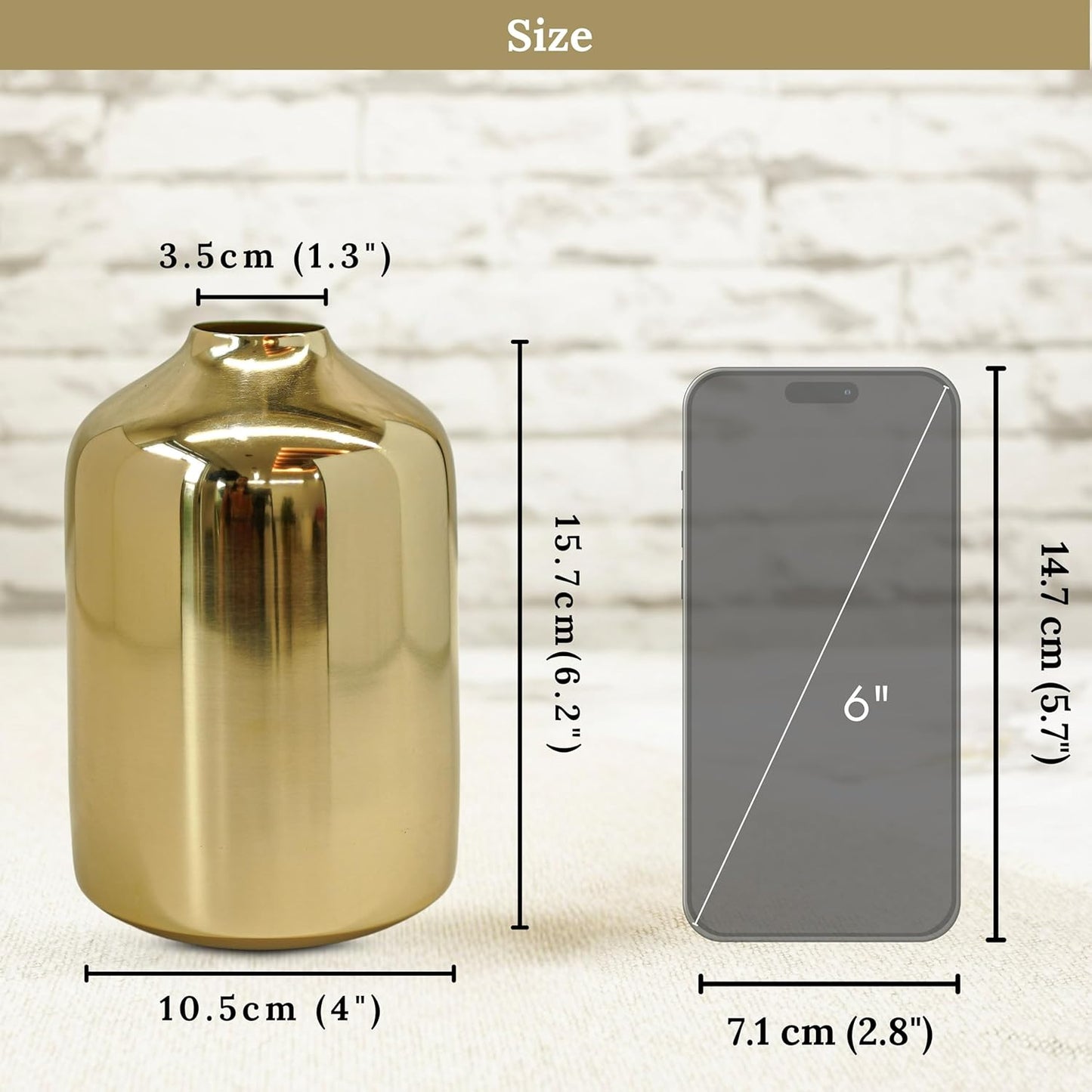 Metal Flower Vase for Home Decor Bedroom Living Room Office Wedding | Table Decorative Item for Festivals Birthday Gold (Flower Not Included, Modern)