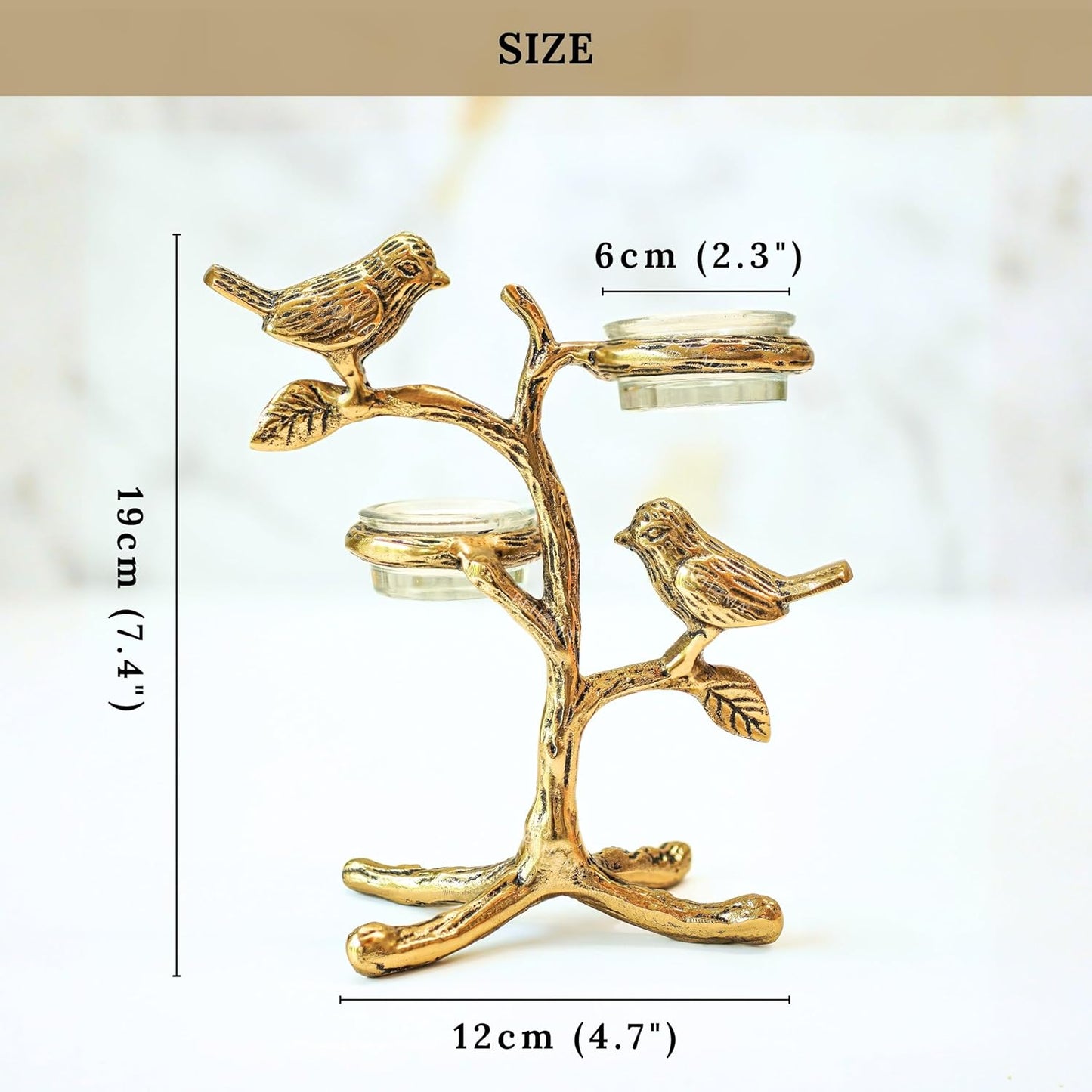Metal Romantic Love Birds Tree Candle Holder | Blessing Birds Tea Light Centerpiece for Home Decor & Living Room | Couple Gift for Valentine’s Day, Wedding, Anniversary & Housewarming – Gold